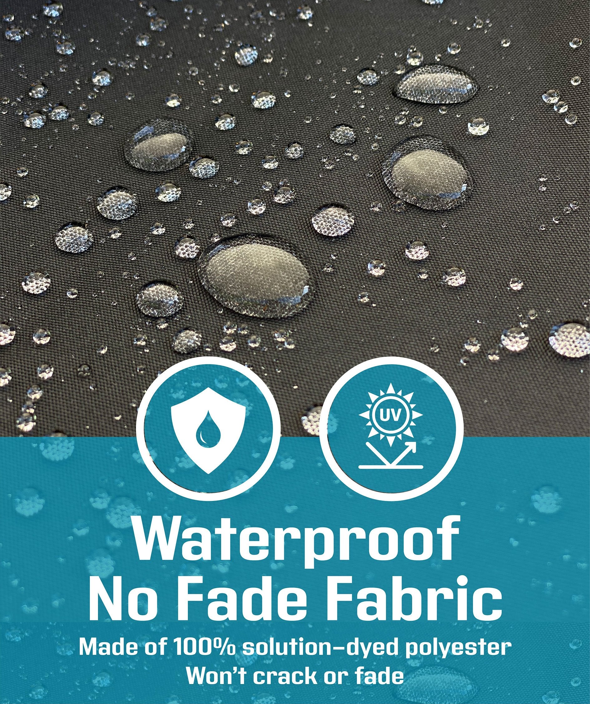 Grill covers are constructed with our durable, waterproof, no fade, 100% solution-dyed polyester fabric. Our covers won't crack or fade.